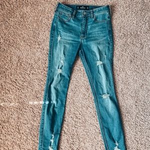 Blue ripped hollister jeans